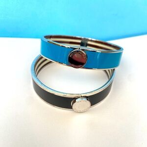 ⭐️Henri Bendel ⭐️enamel clasp bangles (turquoise and black with  silver clasps)
